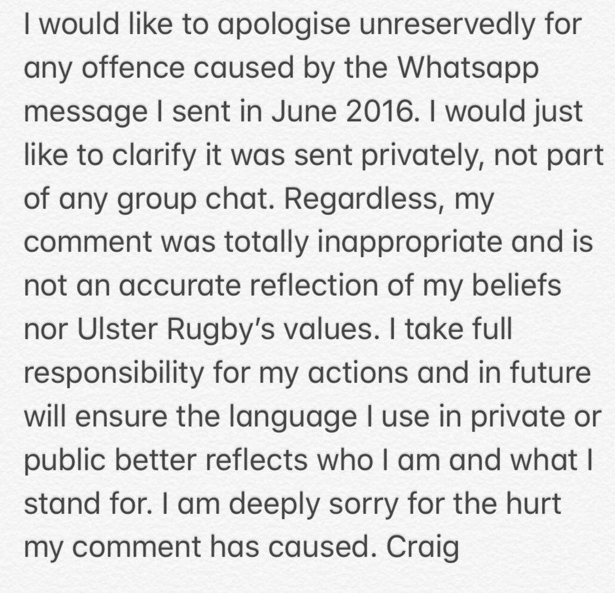 lepbeard's tweet photo. Again, @cgilroy14 should have his contract ended immediately. How can the #IRFU @IrishRugby @UlsterRugby @bankofireland support #CraigGilroy after he called women #sluts You are all complicit in condoning his behaviour. #acquittedtherugbyrapetrial #IBelieveHer #StuartOlding https://t.co/3RctVHUnQN