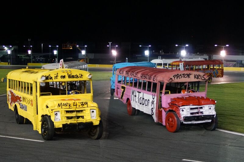 legendsnation's tweet photo. Area Clergy Battle in School Buses at Tuesday's @Bojangles1977 Summer Shootout @CLTMotorSpdwy | https://t.co/NqxYjSIuMv | #LetsBoRacing https://t.co/dAWqK9KFYG