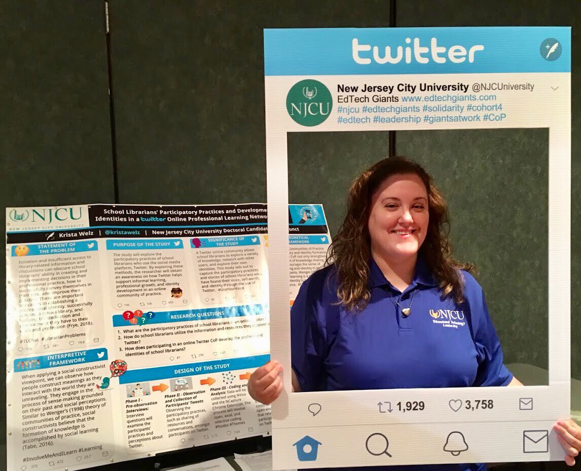 kristawelz's tweet photo. Fun times at Summer Institute III with my doctoral cohort this week! From portfolio exams to poster sessions of our studies - we all stuck together! The solidarity of a cohort program 🤝 #cohort4 #edtechgiants #edtechchat @cs272 @lzieger @NJCUniversity https://t.co/QmPSl6SYTo