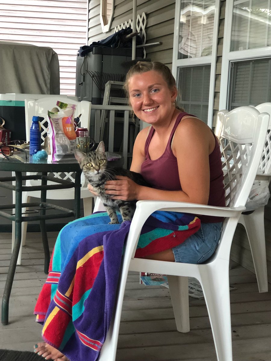 STACEtheACE16's tweet photo. Rescued this stray cat from the beach, she was skin and bones. But now she is living her best life! #gracie https://t.co/wblORtayr7