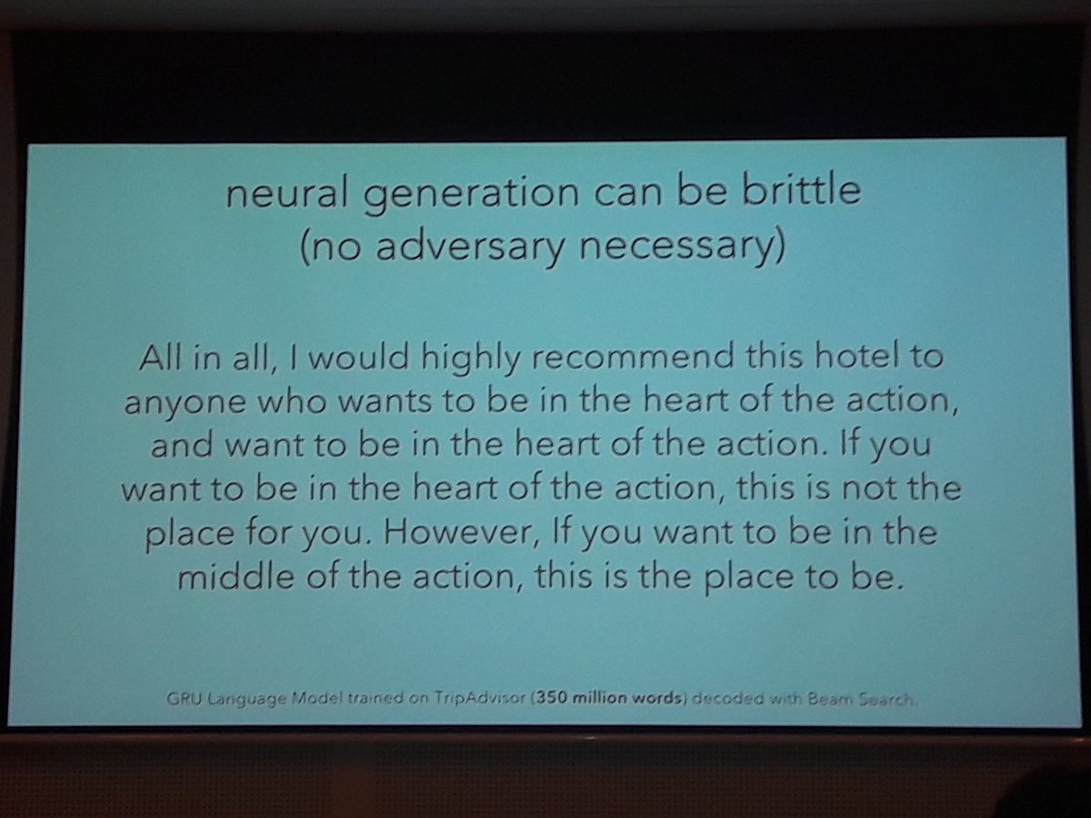 mgalle's tweet image. Natural Language Generation with RNN has many issues. @YejinChoinka talking about how to improve it  #rep4nlp at #ACL2018