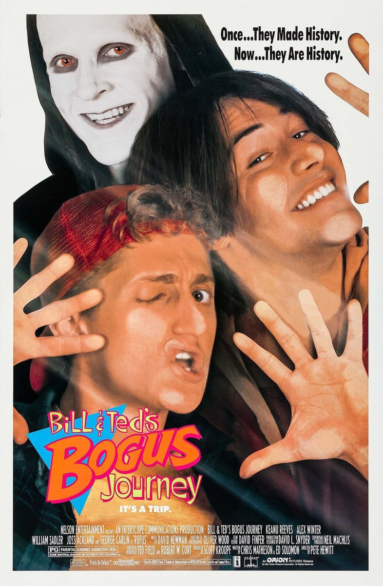 FilmNewsNos's tweet photo. 🎬MOVIE HISTORY: 27 years ago today, July 19, 1991, the movie ‘Bill &amp; Ted’s Bogus Journey’ opened in theaters!

@alxwinter #KeanuReeves #WilliamSadler #JossAckland #GeorgeCarlin @PamGrier #AnnetteAzcuy #SarahTrigger #AmyStockPoyton #EdGale #ArturoGil https://t.co/xHEC9BIMSr