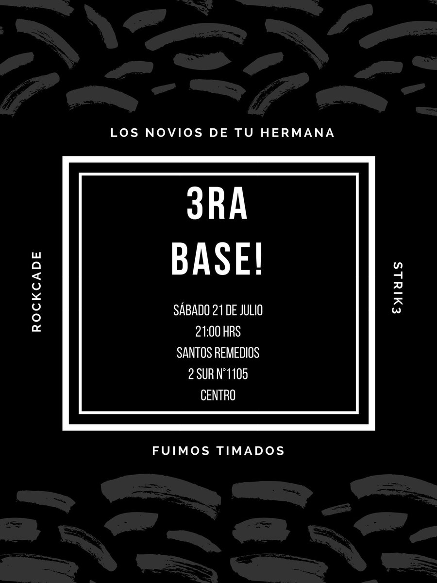 Strik3_Oficial's tweet photo. Los esperamos éste sábado a la noche más enérgica y ruidosa en compañía de buenas bandas que harán retumbar el lugar! 👊😎
⚠ COOPERACIÓN: $15 ⚠
#Rockcade #Teammados #LNDTH #Strik3 #3raBase #EscenaLocal #BandasLocales #Puebla https://t.co/px2mWzAlxg