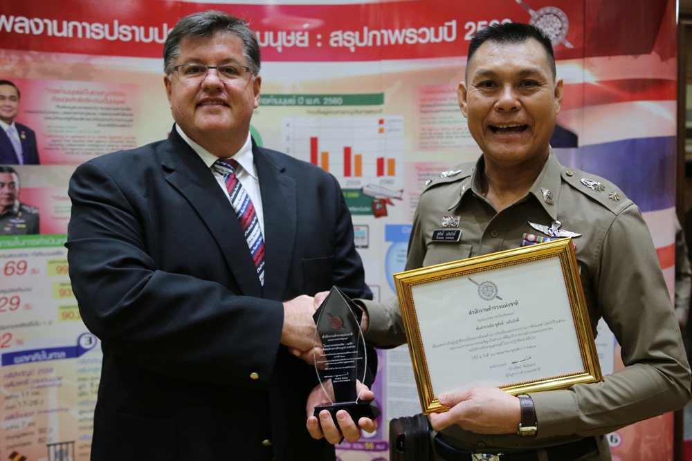 AusAmbASEAN's tweet photo. Australia works with ASEAN to combat human trafficking. The Royal Thai Police recently recognised our #AAPTIP program as being an outstanding partner in this work @AusAmbBKK https://t.co/zNjkVF4GHe