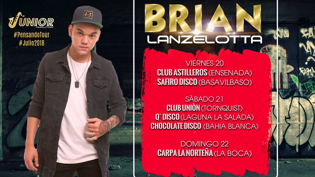 JuniorPrductora's tweet photo. @BLanzelottaOK #PensandoTour Viernes 20 , Sábado 21 & Domingo 22 💣💣💣
PRESENTA 🎷UNIOR PRODUCTORA https://t.co/6ShqJs49jl