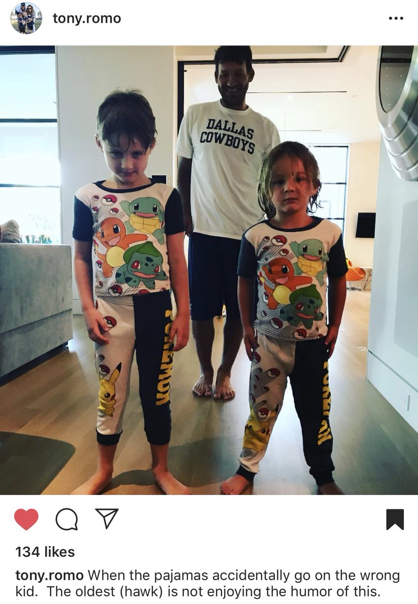 Rizzuti09's tweet photo. When the PJs go on the wrong kid. Sorry Hawkins and Rivers @tonyromo #CuteKids #NotFun #ToBig #ToSmall #HawkinsRomo #RiversRomo https://t.co/h9aJyd3vV4