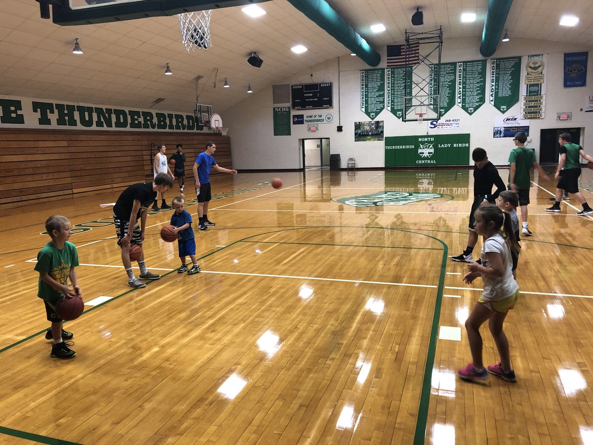 NCHS__Hoops's tweet photo. The thunderbirds held a great first day of camp today! The young thunderbirds got to meet the guys and learn a lot of new drills today. https://t.co/IMv3gbpkt2