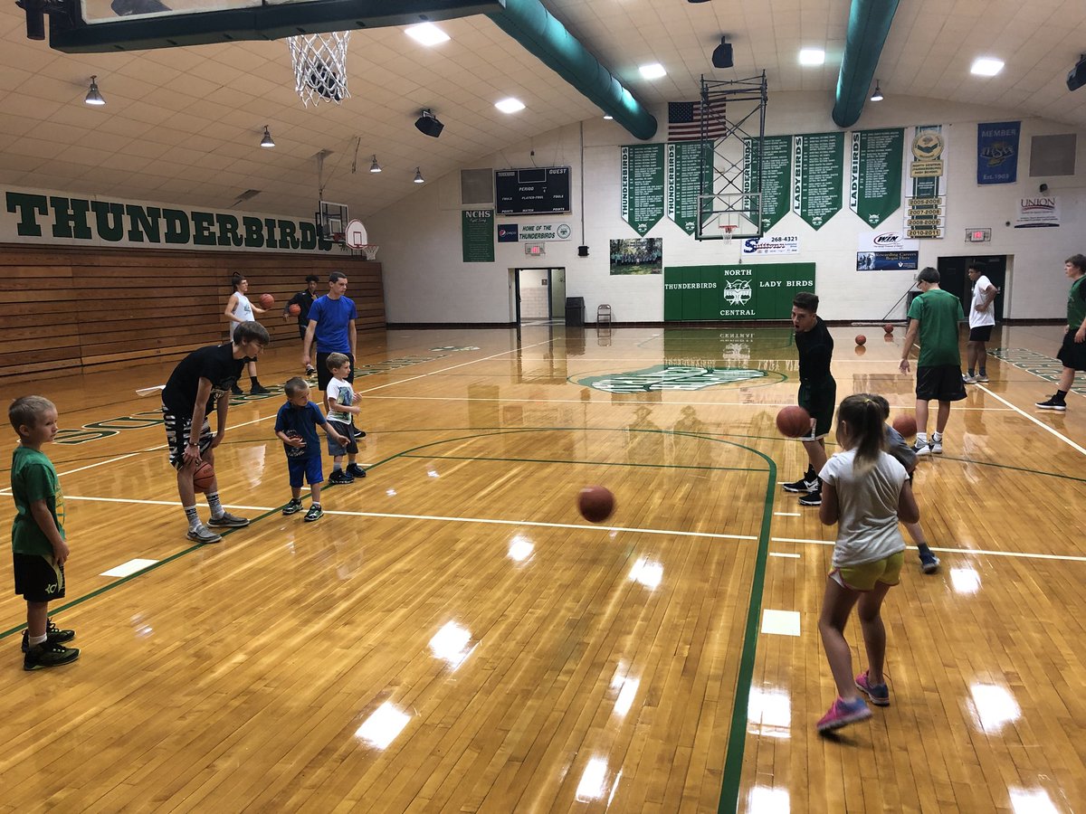 NCHS__Hoops's tweet photo. The thunderbirds held a great first day of camp today! The young thunderbirds got to meet the guys and learn a lot of new drills today. https://t.co/IMv3gbpkt2