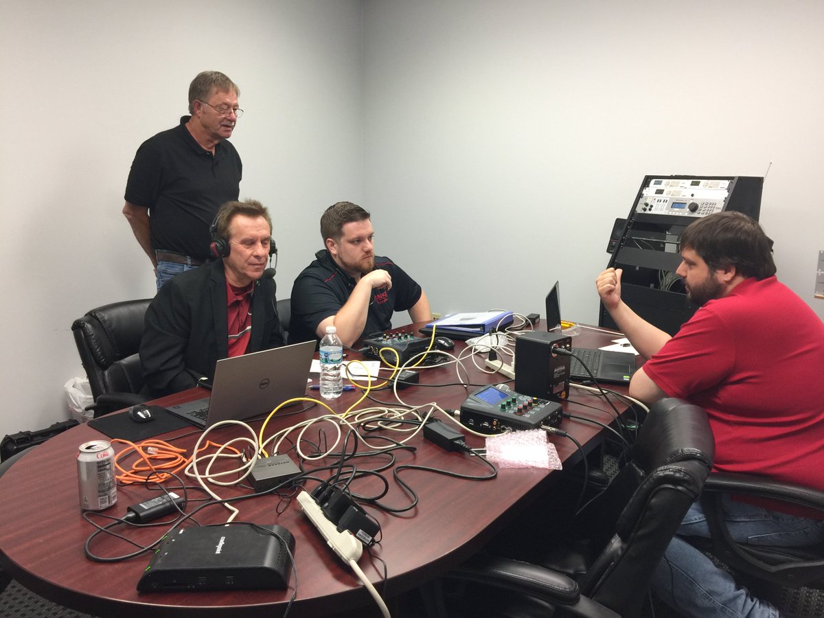 Tieline's tweet photo. The team from FunRadio 92.7 in Alabama & FunRadio 93.5 in Tennessee visited Tieline in Indi to learn all about their new Tieline ViA. They heard about all the new features, including the recently added record and playback capability. #ViArevolution #StreamRecordPlay #MoreOptions https://t.co/ZOBXen6HbL