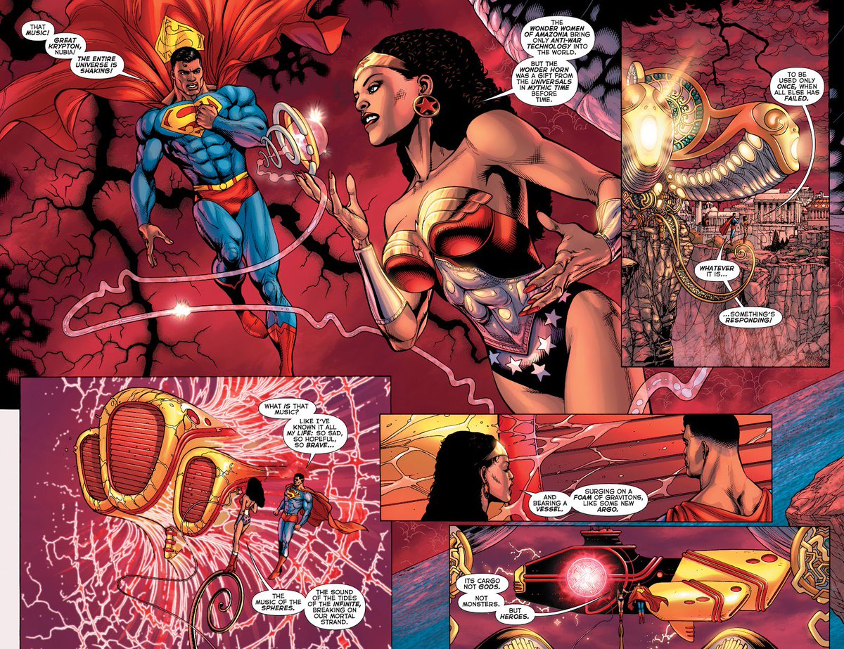 Final Crisis (Earth-23) From the island nation of Amazonia, Nubia functions as Wonder Woman;a diplomat and guardian as well as a representative of her people. Renee Montoya ventures forth with Earth 5 Captain Marvel in an attempt to recruit each universes equivalent of Superman