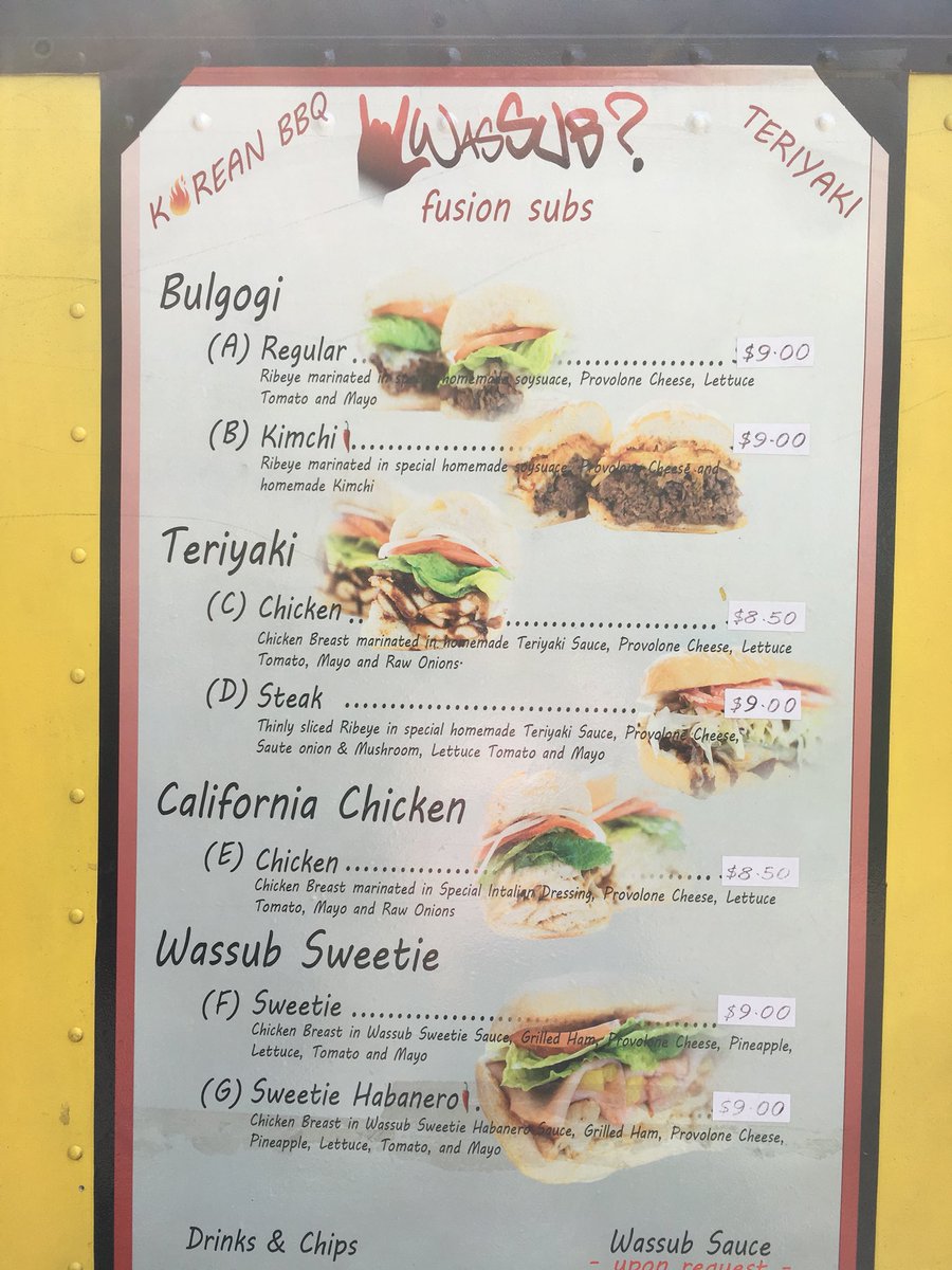Sharill26_2's tweet photo. @wassubdc  Your food is amazing. Despite walking from one side of DC to the other side, your friendly personality and delicious kimchi bulgogi sub is COMPLETELY worth it. Good luck to you. https://t.co/MRzMn7cf1n