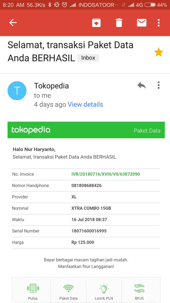 jepitman's tweet photo. @myXLCare pada tgl 16 juli 2018 pukul 08:37 WIB beli paket XL Xtra combo 15Gb ke via TOKOPEDIA @tokopedia 081808688426 tapi sampe saat ini blm juga masuk ke no.tersebut. Dan pd tgl yg sama yaitu 16 juli 2018 pada pukul 17:39 WIB saya beli paket yang sama dan berhasil. Mhn bantu https://t.co/oOgc4If6hs
