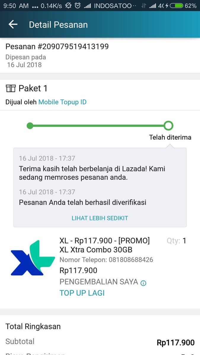 jepitman's tweet photo. @myXLCare pada tgl 16 juli 2018 pukul 08:37 WIB beli paket XL Xtra combo 15Gb ke via TOKOPEDIA @tokopedia 081808688426 tapi sampe saat ini blm juga masuk ke no.tersebut. Dan pd tgl yg sama yaitu 16 juli 2018 pada pukul 17:39 WIB saya beli paket yang sama dan berhasil. Mhn bantu https://t.co/oOgc4If6hs