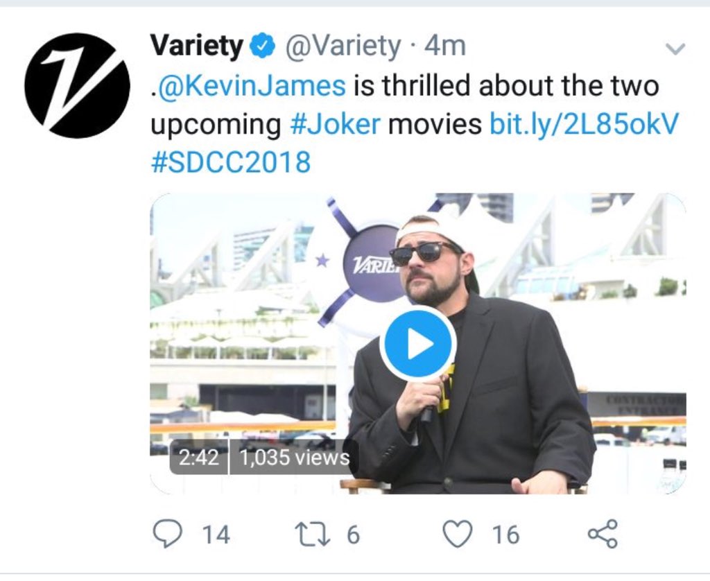 ThatKevinSmith's tweet photo. Dear @Variety: First you steal our #IMDboat at @Comic_Con idea, then you invite me over for an interview and misidentify me as @KevinJames?!? Yes, we’re both middle-aged butterballs - but there’s an easy way to tell us apart: he’s in the Mall Cop movie, I made the Mallrats movie. https://t.co/5vj5WkIYID