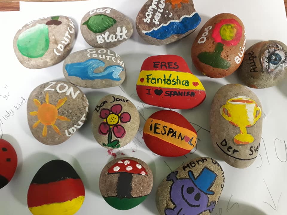 Years 8 and 9 were creative this week once they had finished their World Cup projects #LanguageStones #MFLTwitterati #lovelanguages