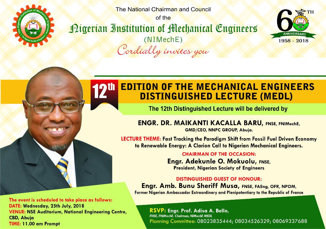 NimecheN's tweet photo. 12th Edition of the Mechanical Engineers Distinguished Lecture (MEDL) https://t.co/O6LVqAtnYP