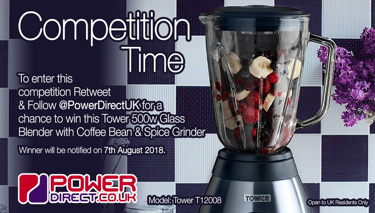 PowerDirectUK's tweet photo. #FreebieFriday! Enter our #New #Free #Competition #Giveaway for a Chance to #Win a Tower 500w Glass Blender. Simply #Retweet &amp; #Follow @PowerDirectUK https://t.co/XstmLD2Lsk