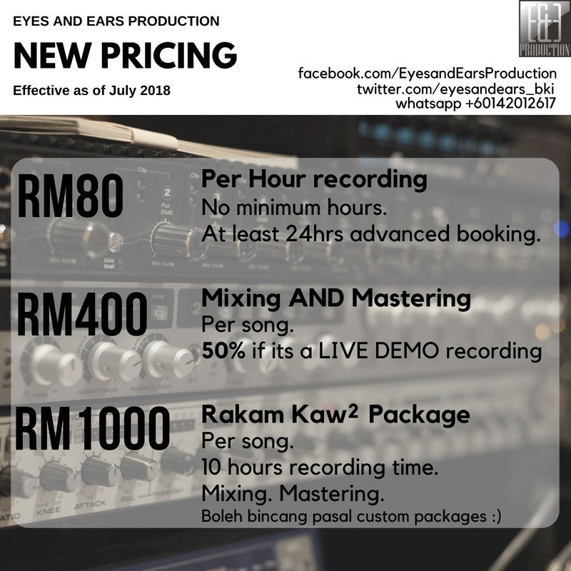 EyesandEars_BKI's tweet photo. Here is our price list for 2018

#KKmusicScene #Studio #EnEproduction https://t.co/SyNwNzvh3S