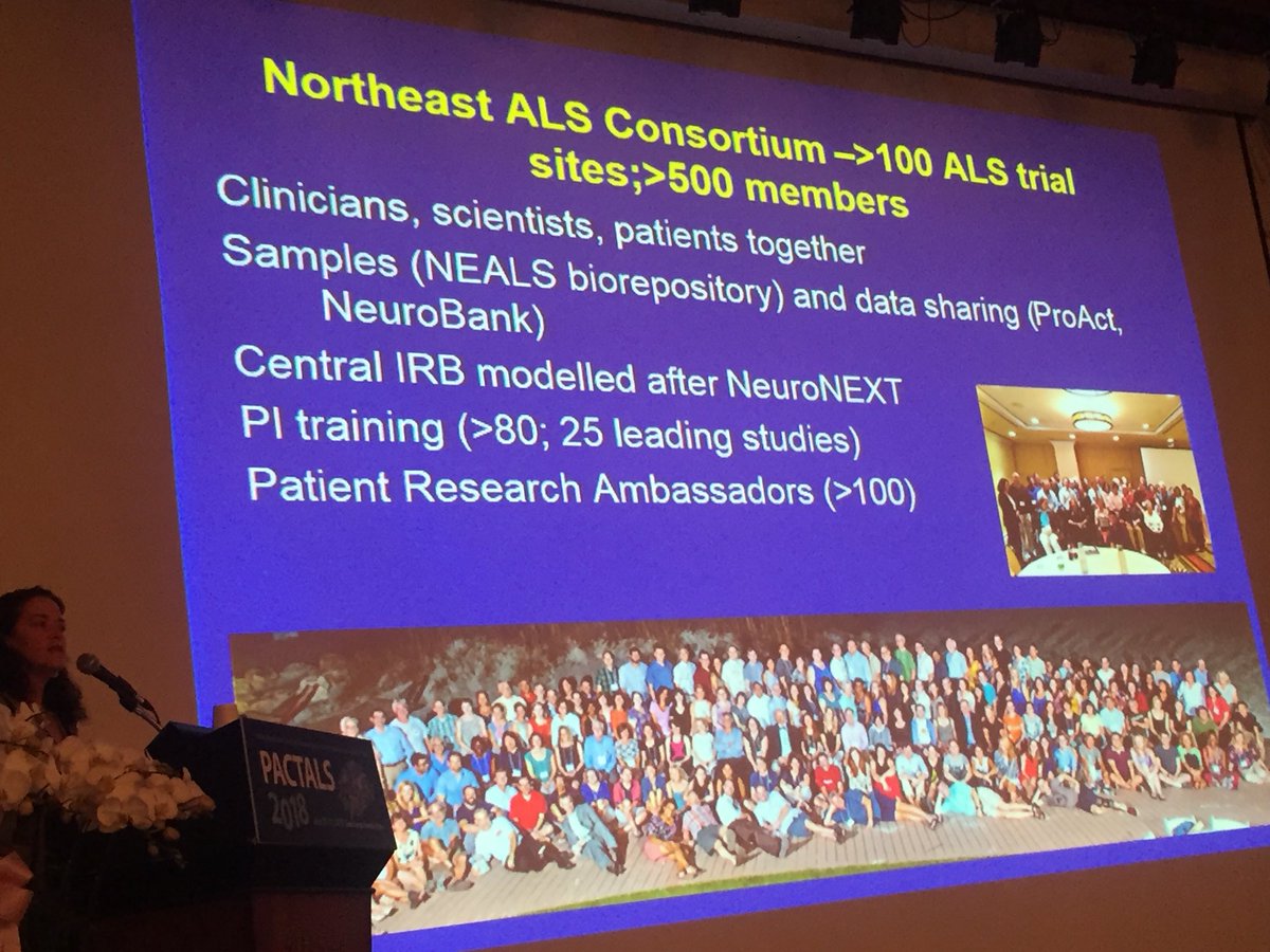 mndaustralia's tweet photo. Merit Cudkowicz, USA, highlights number of clinical trials in the pipeline around the world, challenges, opportunities & role of consortia in accelerating therapy development #PACTALS @NEALSConsortium @pactals @ENCALS #ALSMNDwithoutborders https://t.co/bT1UwxguEY