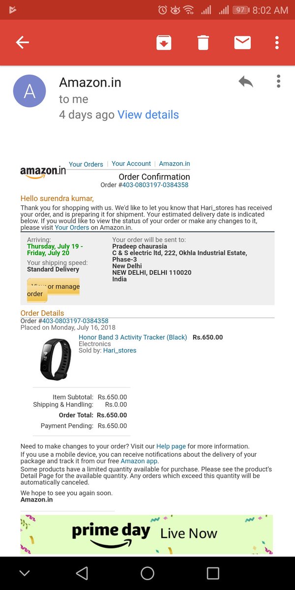 surendra_dutta's tweet photo. #noprimeday #notsoprime #amazon #amazonindia #amazonprime @awscloud @AmazonHelp @amazonIN @consaff @jagograhakjago @irvpaswan Amazon put fake seller to boom its prime day & showoff , now they r cancelling order bcz they cannot fulfill the deal. https://t.co/oxfbNRq9yB