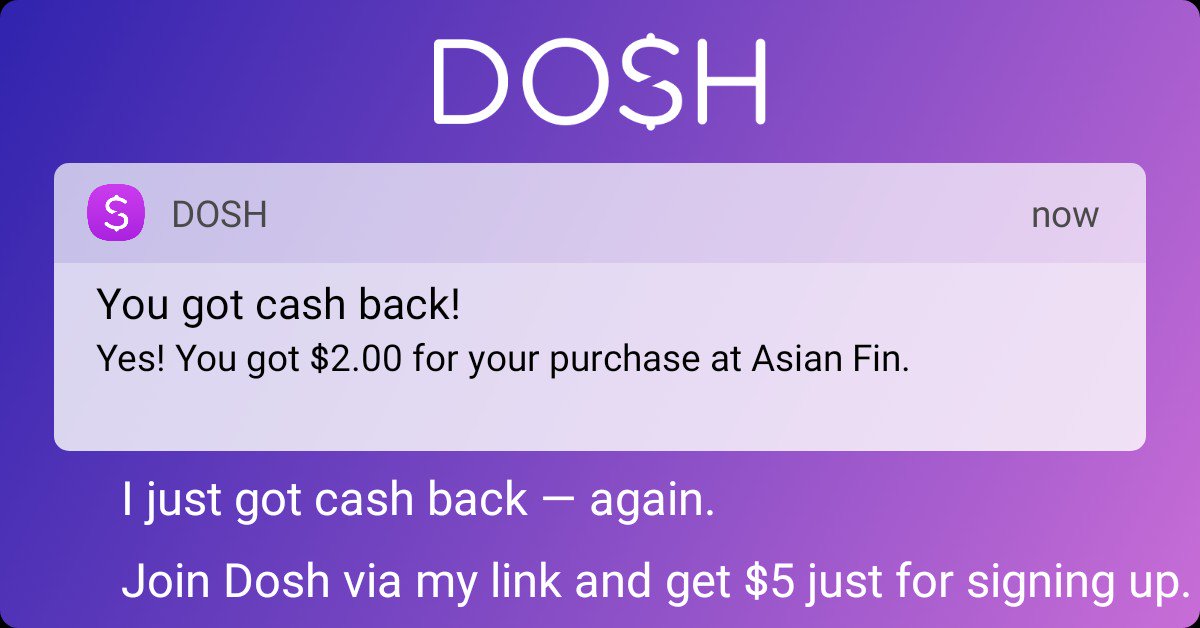 Check out this app that gets me cash back at my favorite places! link.dosh.cash/tK66XlP8GO