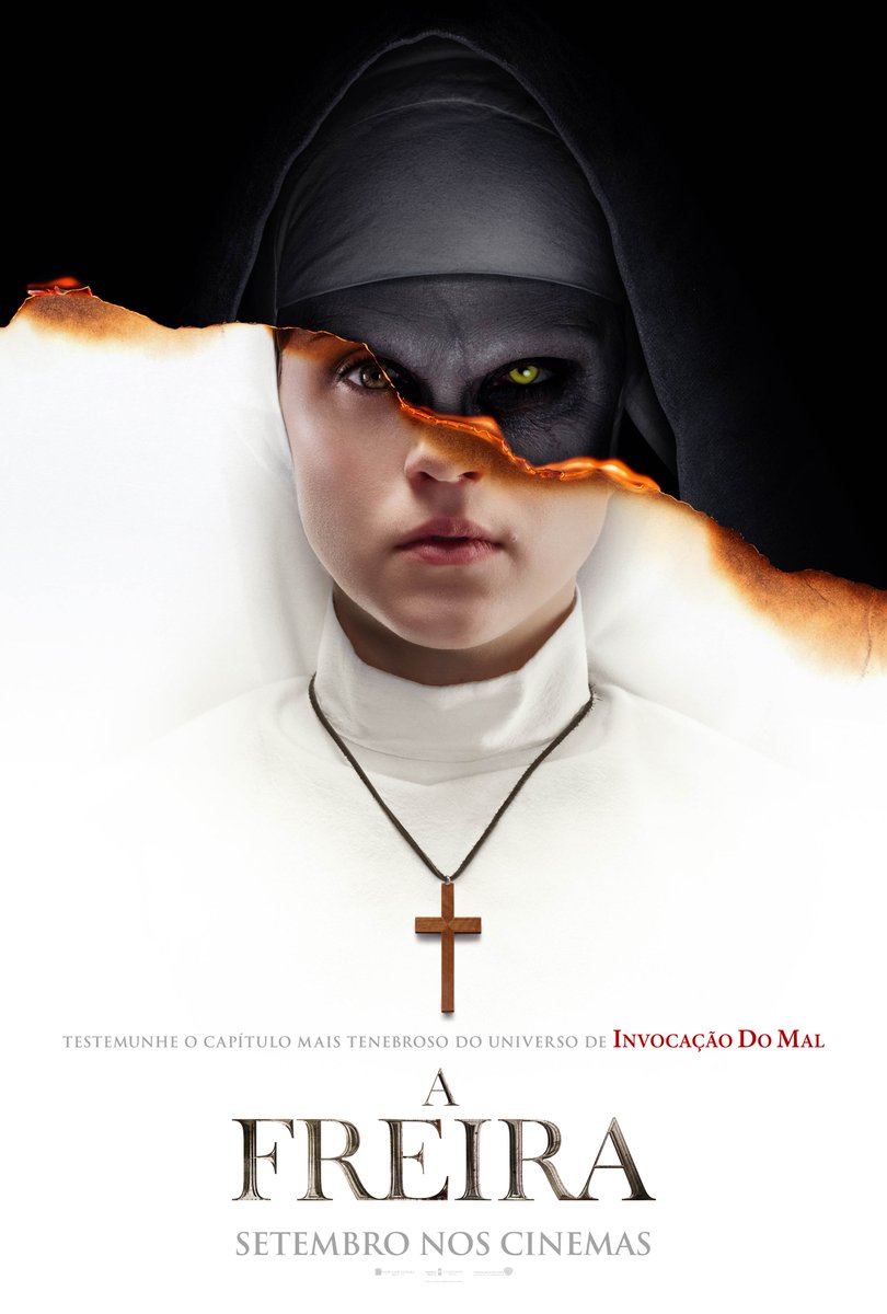 FilaDaPipoca's tweet photo. Novo pôster de A FREIRA, novo filme da franquia INVOCAÇÃO DO MAL > A imagem revela a Irmã Irene (Taissa Farmiga) sobreposta pela imagem da Freira. 6 de setembro nos cinemas https://t.co/joCRopozwT