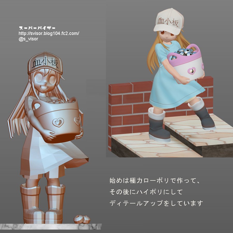 はたらく細胞」血小板ちゃんの自作フィギュア・CGモデルが可愛い