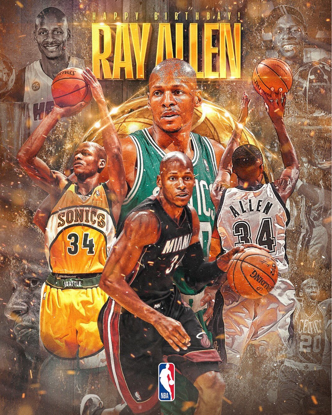 Join us in wishing Ray Allen, one of the games greatest sharpshooters, a HAPPY BIRTHDAY. 