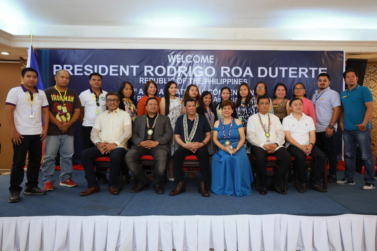 pcogovph's tweet image. Pres. Duterte attends the 85th National Convention of the Philippine Public Health Association held at the Grand Regal Hotel in Davao City on July 18, 2018. #PartnerForChange