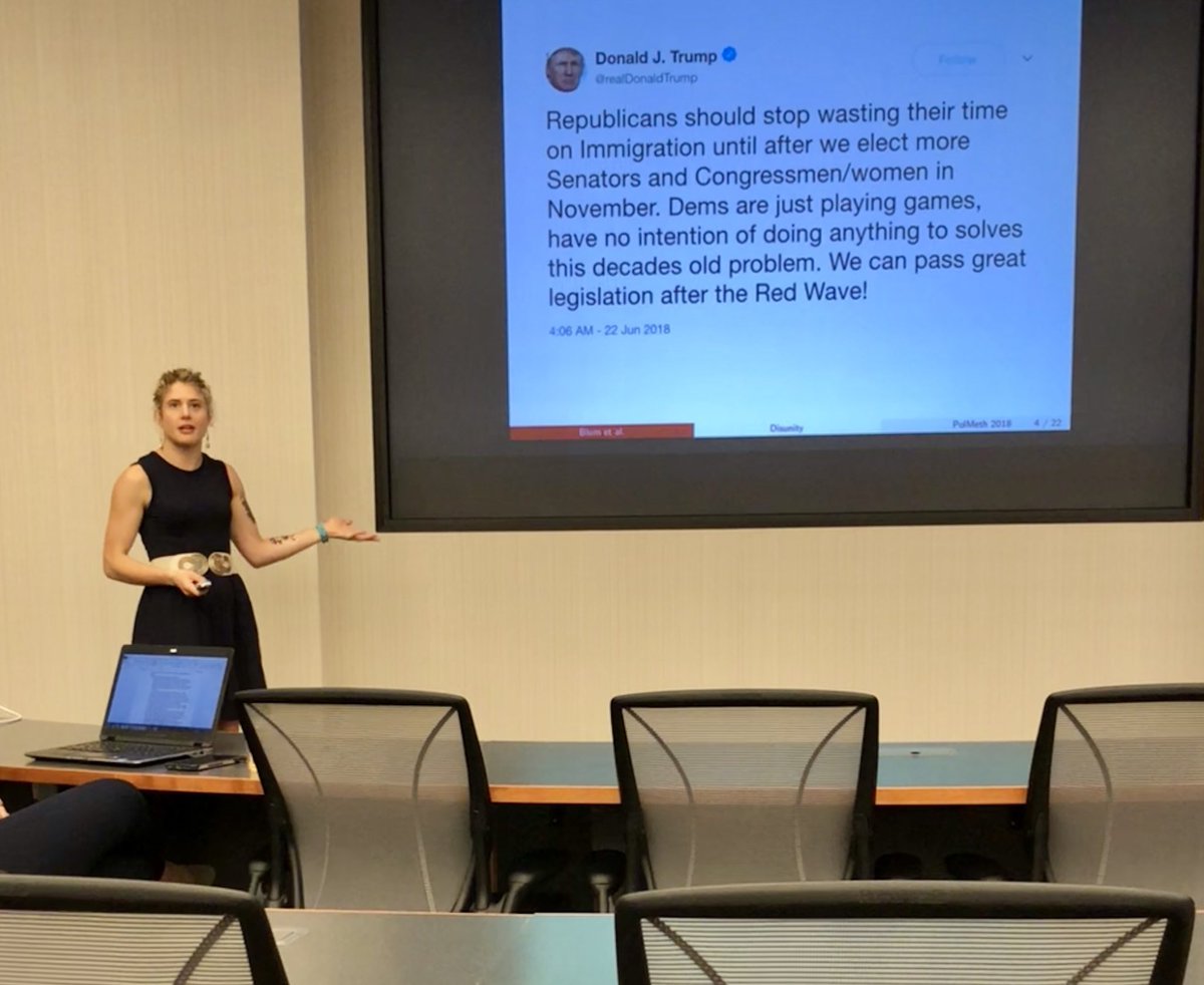 janzilinsky's tweet photo. Greatly enjoyed all #PolMeth18 #polmeth2018 presentations yesterday.
Among them, @blumrm showed that newsletters and press releases contain increasingly hyperbolic criticism of the other party — and the ideologically extreme factions are responsible for it: https://t.co/72RkzUyZuv