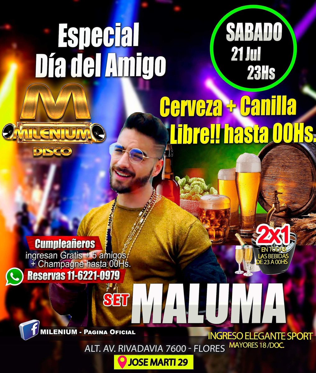 mileniumDisco's tweet photo. ESTE SÁBADO 21 JUL 23HRS. EN MILENIUM  FESTEJANDO EL DÍA DEL AMIGO A LO GRANDE https://t.co/3isqPb1tmy