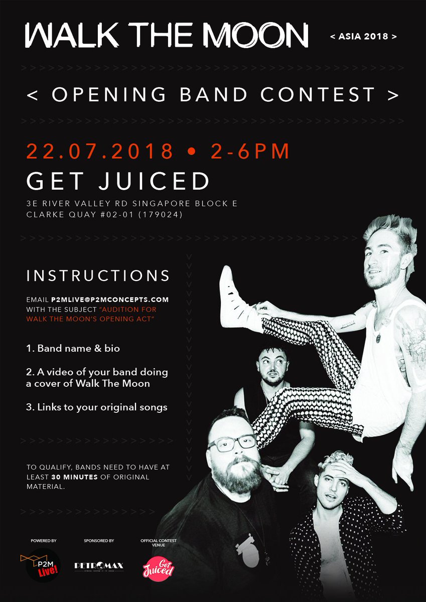 p2m_concepts's tweet image. LAST CALL to all local bands for a chance to share the stage with Walk The Moon as the opening act on 16 August at Zepp @ BIGBOX! Simply follow the instructions in the image below! #walkthemoon #localmusic #supportlocal #bandcontest