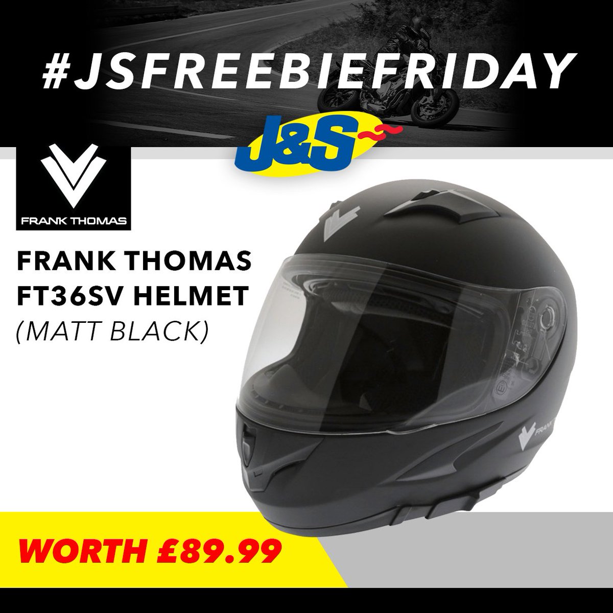 #JSFREEBIEFRIDAY Follow us on Twitter and retweet this post for a chance to win a Frank Thomas FT36SV Matt Black Helmet worth £89.99. Ends Tues July 24th. Also enter by signing up to our newsletter here: ow.ly/ZJEk30iZs1U Happy Friday everyone! ow.ly/QBRk30l0lmW