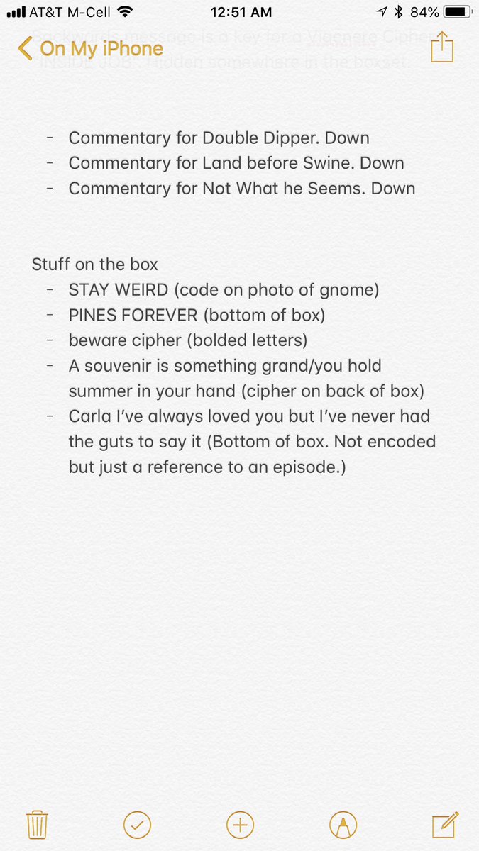 CipherHunting's tweet image. So these are all of the secrets I got from the Gravity Falls complete series. 
Once again, i’m sorry for not being able to go along with CodeMadgeddon. I said I was gonna do it this year but I just wasn’t able to. 
Next year. I promise.
Feel free to follow along with this guide.