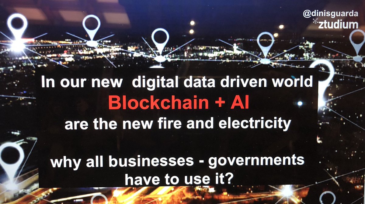 dinisguarda's tweet photo. In our new digital #data driven world #Blockchain #AI are new fire &amp; electricity - business #governments have to use it
My Presentation on
World #Blockchain Summit
#wbssingapore @theblockreview
@thomaspower @ZeeshanMallick @seandotau @MissLauren_H @glancepay @intelligentHQ https://t.co/xwQgrjvN18