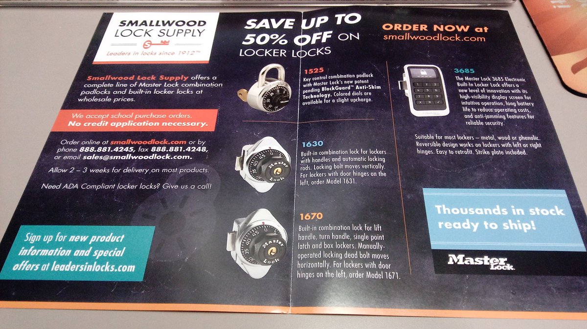 SmallwoodLock's tweet image. The school year is almost here. And you will need locker locks. Give us a call and we will get you set up. #lockerlocks #locker #masterlock #locks #service #helpful #913 #816 #kck #kc #kansascity #followus