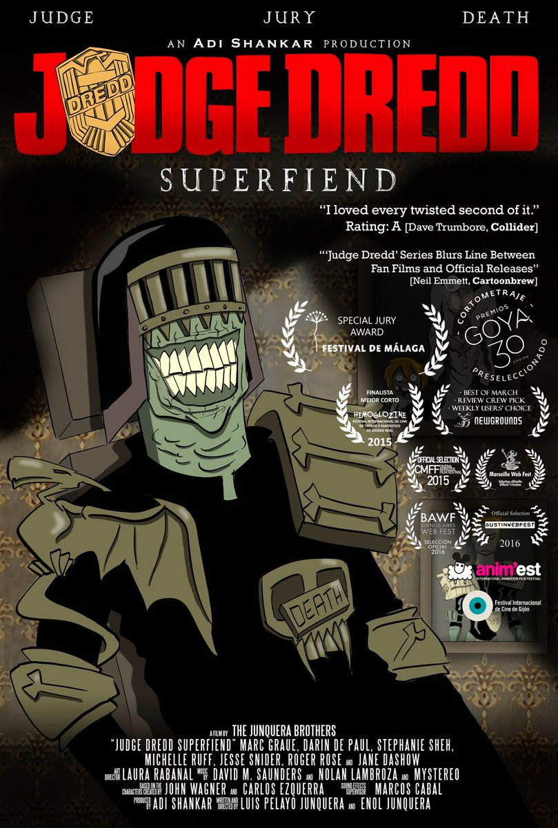 MAKING OF JUDGE DREDD SUPERFIEND Did you know Superfiend animation was completely made by only 3 people? It was the first collaboration between the Junquera Brothers (directors/animators) + Laura Rabanal (BG artist) with @adishankarbrand for his amazing @BootlegUniverse [1/11]