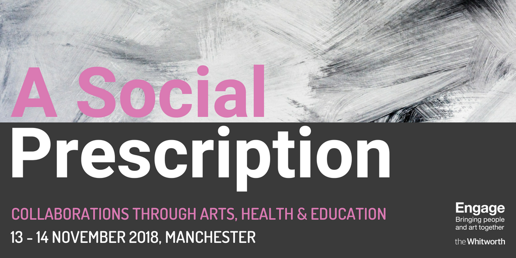 engagevisualart's tweet photo. How does health and wellbeing intersect with arts and education? #ASocialPrescription will see educators, curators, researchers, artists and policymakers discuss the immense diversity of approaches to arts and health in current practice. Booking now open > https://t.co/jf8A6XJRaS https://t.co/wKy7NDYmh0