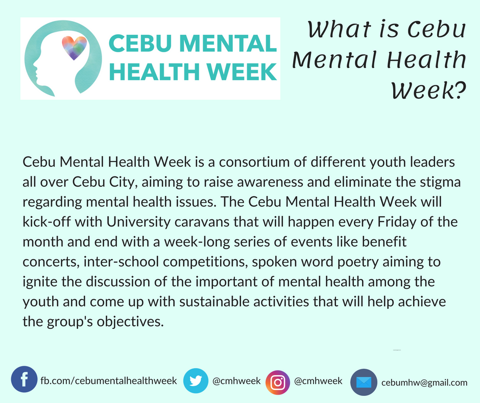 cmhweek's tweet photo. I know most of you are curious what is Cebu Mental Health Week. Get to know more about us by following us on our social media accounts too! #instahealth #instamentalhealth #instalife #mentalhealth #health #life https://t.co/0jUHy1FJaF