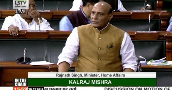 CNNnews18's tweet photo. #NoConfidencePolitics @rajnathsingh attacks @ShashiTharoor on #CongHinduPakShocker. Says “The Sikhs have suffered the most & I assure them that justice will be done, we have formed an SIT. People talk about the ‘Hindu Taliban’. Where they are taking this country with such talks” https://t.co/wucSaVKZxk