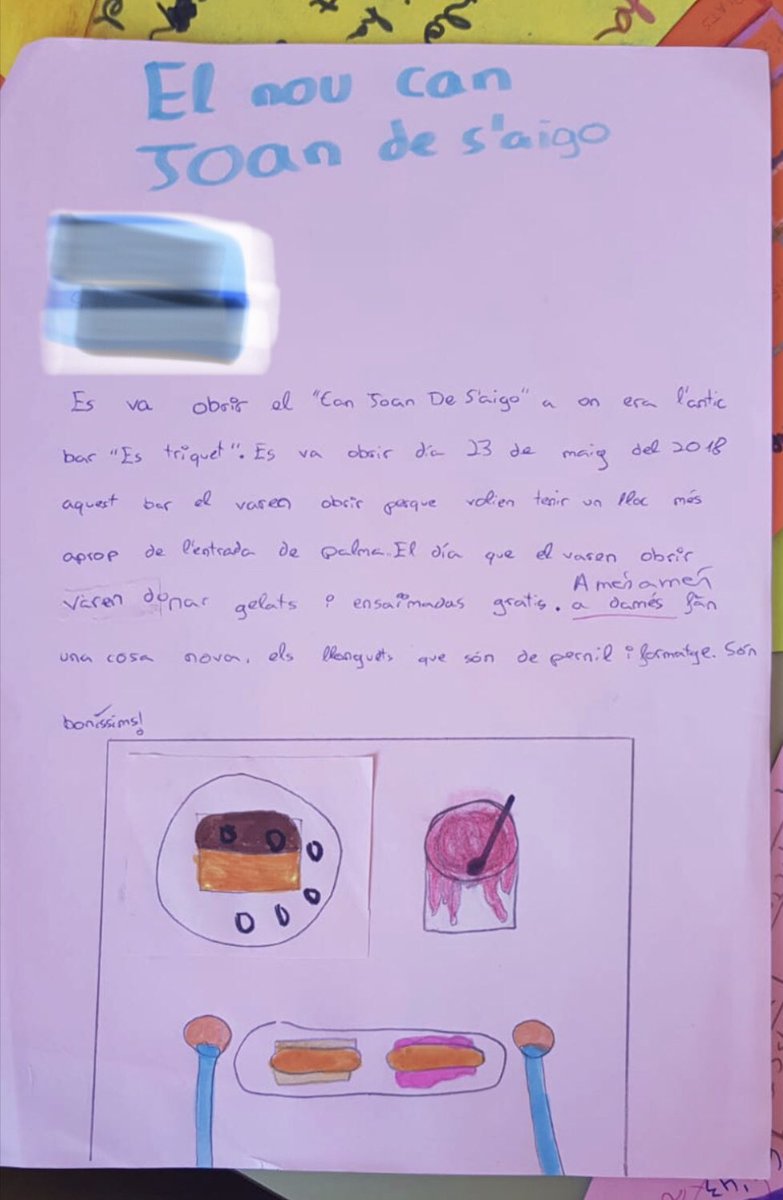 La notícia de la inauguració del nou Can Joan de s’Aigo va tenir repercussió a tots els mitjans de les Illes però rebre aquesta, feta per una petita clienta nostra, ens ha fet molta il.lusió. Generacions que creixen amb nosaltres! #gelat #xocolateria #Mallorca