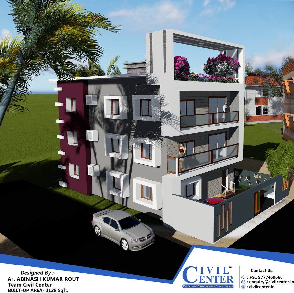 _CivilCenter's tweet photo. 3D exterior views of a G+2 residential building by Ar. Abinash Kumar Rout, under the Guidance of Er. Sanjay Singh, Team Civil Center.
#3DView
#CivilCenter
#Proactive_Engineering_Consultants. https://t.co/J9Cd3rFk3i