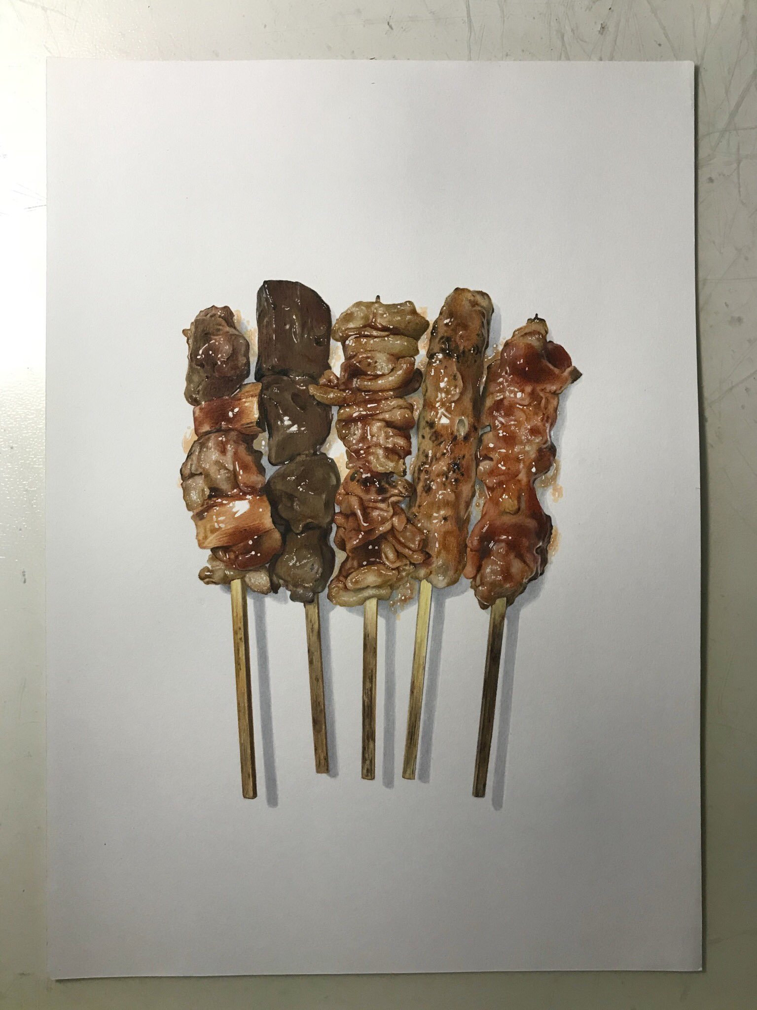 絵を描くのがうまい人が焼き鳥を描くと これだけ立体的に描ける 話題の画像プラス 絵を描くのがうまい人が焼き鳥を描くと これだけ立体的に描ける 話題の画像プラス
