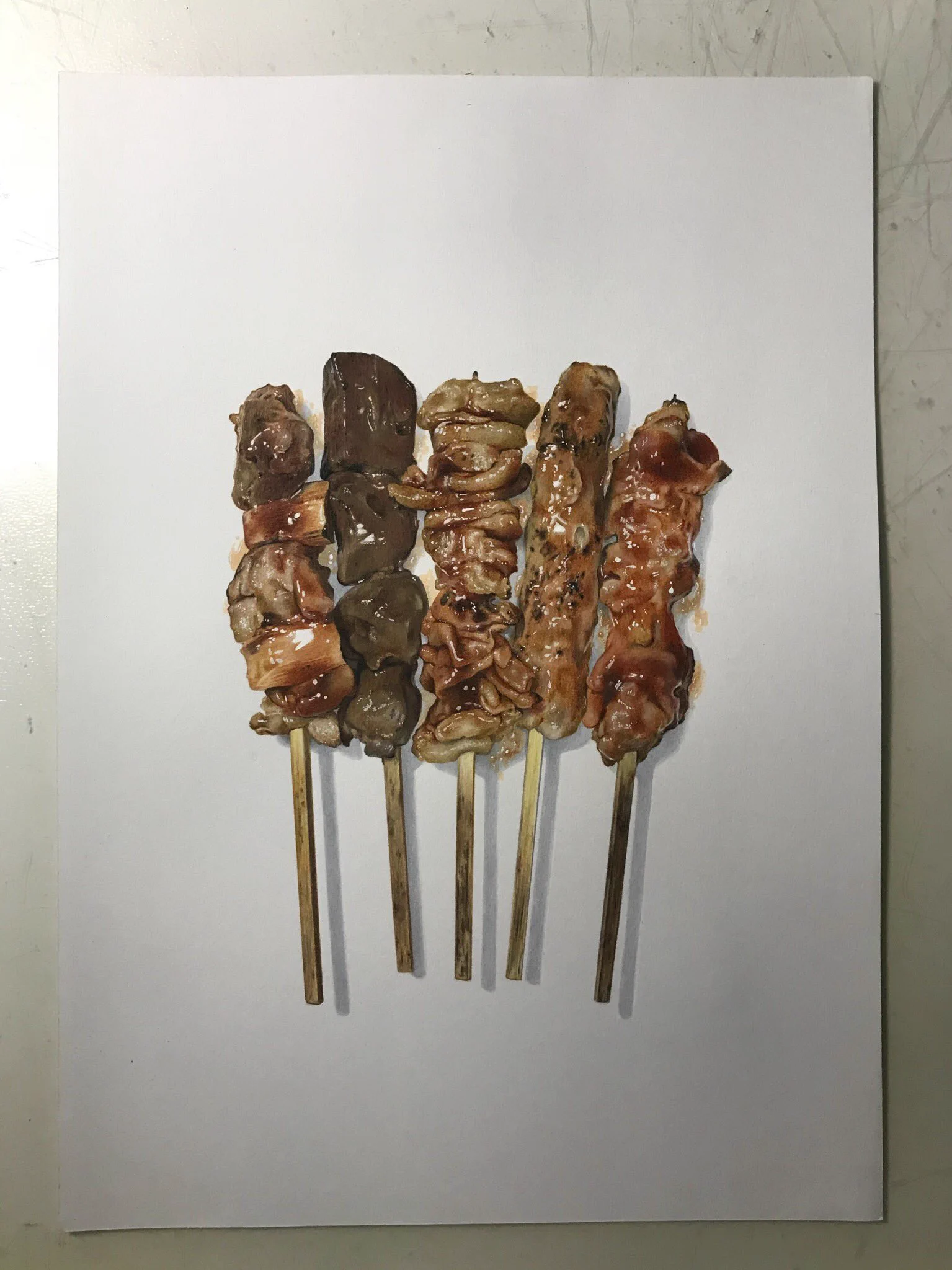 絵を描くのがうまい人が焼き鳥を描くと？これだけ立体的に描けるｗｗｗ