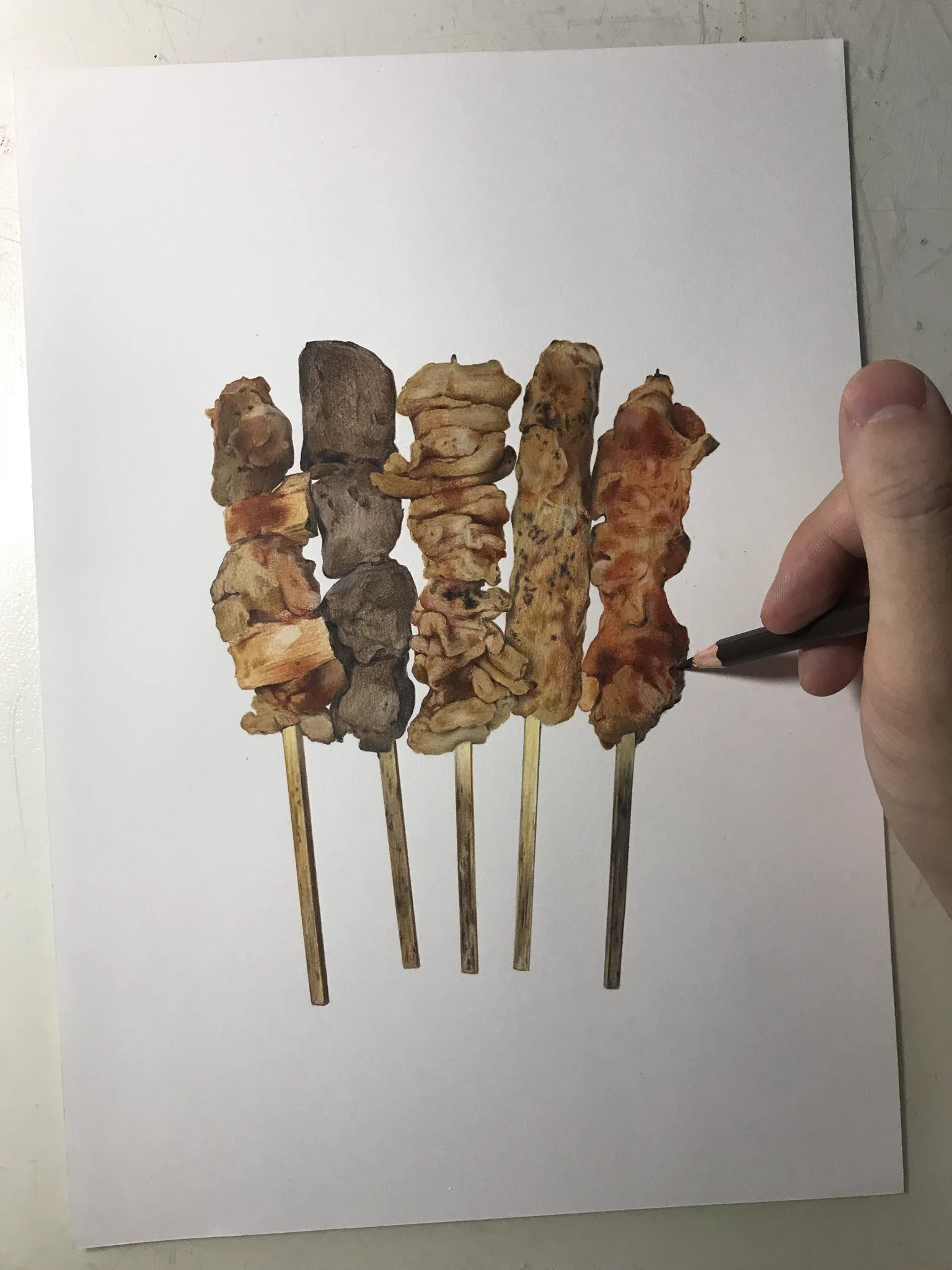 絵を描くのがうまい人が焼き鳥を描くと？これだけ立体的に描けるｗｗｗ