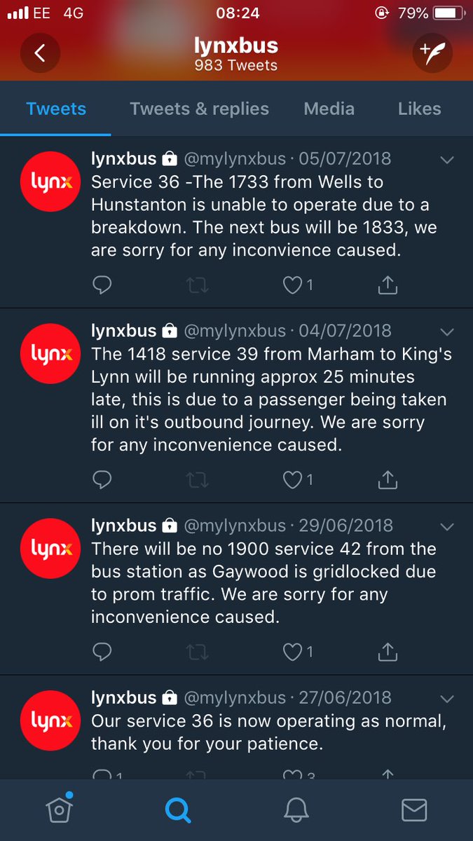 NorwichBusBlog's tweet photo. Konect and Lynx put out information of delayed or cancelled buses. First just tweet “good morning”, “good evening” and “sorry your bus was late, let me look into it for you” as a reply to anyone that happens to ask! https://t.co/h9VGdDqOqX