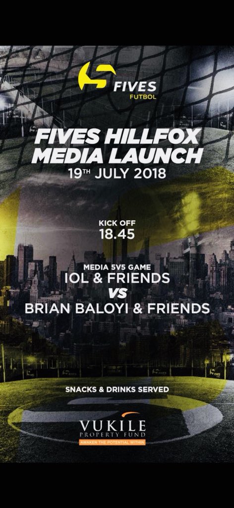JermaineCraig07's tweet photo. Enjoyed representing @IOLsport at the @FivesFutbol Hillfox launch last night. Fun having @BafanaBafana striker Brendan Augustine in our team, still packs a punch. Congrats to you and team @AdamFine5. Nice to run @ChadSaaiman and friends close too, we surprised ourselves. https://t.co/FAY1X5nQ7J