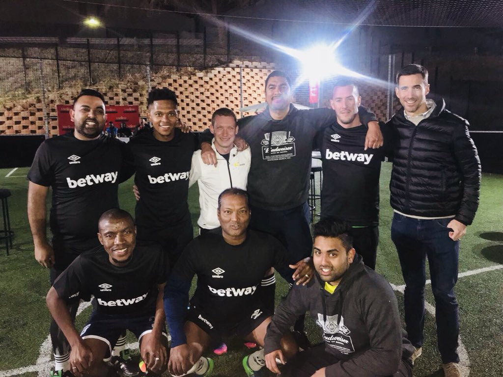 JermaineCraig07's tweet photo. Enjoyed representing @IOLsport at the @FivesFutbol Hillfox launch last night. Fun having @BafanaBafana striker Brendan Augustine in our team, still packs a punch. Congrats to you and team @AdamFine5. Nice to run @ChadSaaiman and friends close too, we surprised ourselves. https://t.co/FAY1X5nQ7J