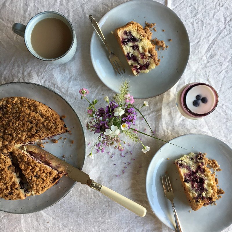 Delicious-looking blueberry cake (not blueberry muffins)