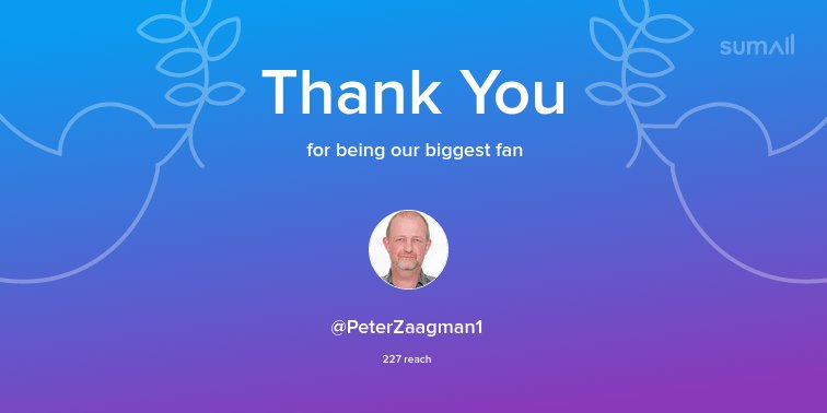 Our biggest fans this week: <a href="/PeterZaagman1/">Peter Zaagman</a>. Thank you! via sumall.com/thankyou?utm_s…